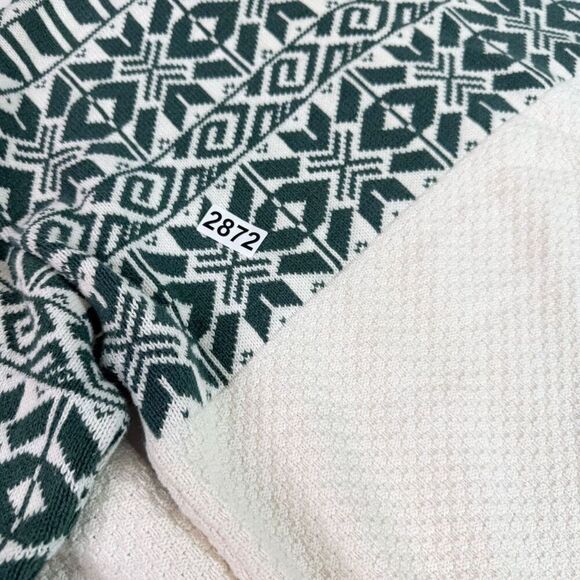 VTG Ash Creek Sweater Mens Medium Cream Green Fair Isle Crew Neck Nordic - Picture 7 of 7